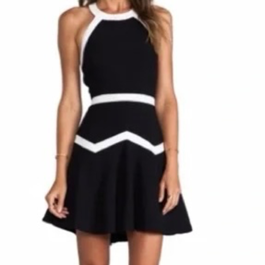 Parker Black & White Fit And Flare Dress Sz S